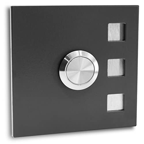 Jung-Edelstahl-Design Türklingel ohne Gravur Köln Klingelplatte 7 x 7 cm. Led Taster anthrazit RAL7016 pulverbeschichtet Klingelschild V2a Edelstahl. (ohne LED) von Jung Edelstahl Design