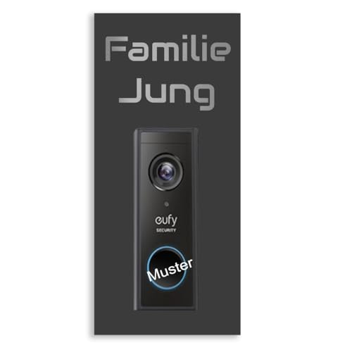 Jung Edelstahl Design Türschild für Eufy S220 oder S220 Add-on Unit aus V2A Edelstahl - Klingelschild 16x20 cm oder 22x10 cm Haustürschild mit Namen personalisierbar (Anthrazit RAL 7016, 10x22 cm) von Jung Edelstahl Design