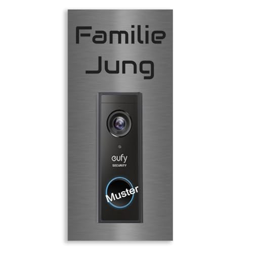 Jung Edelstahl Design Türschild für Eufy S220 oder S220 Add-on Unit aus V2A Edelstahl - Klingelschild 16x20 cm oder 22x10 cm Haustürschild mit Namen personalisierbar (Edelstahl, 10x22 cm) von Jung Edelstahl Design
