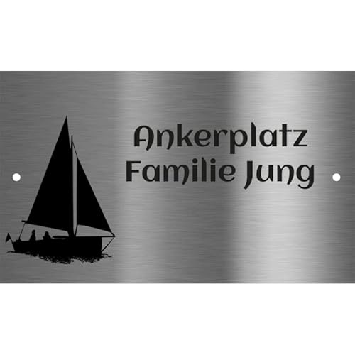 Jung Edelstahl Design Türschild verschiedene Größen und Motive personalisierbar. Briefkastenschild V2a Edelstahl selbstklebend (200 X 120 mm) von Jung Edelstahl Design