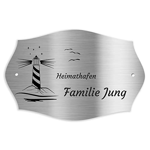 Jung Edelstahl Design Türschild verschiedene Größen und Motive personalisierbar. Briefkastenschild V2a Edelstahl selbstklebend (gebogen 120x80 mm) von Jung Edelstahl Design