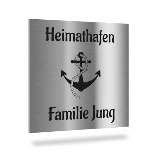 Jung Edelstahl Design Türschild verschiedene Größen und Motive personalisierbar. Briefkastenschild V2a Edelstahl selbstklebend oder mit Bohrlöchern (10 X 10 cm) von Jung Edelstahl Design