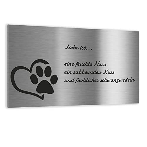 Jung Edelstahl Design Türschild verschiedene Größen und Motive personalisierbar. Edelstahlschild z.B. als Firmenschild, Büro- oder Briefkasten Schild (200X120 mm) von Jung Edelstahl Design