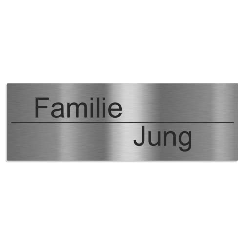 Jung Edelstahl Design Türschilder - Namensschilder V2A Edelstahl - incl. Gravur - Hinweisschilder Edelstahl/anthrazit oder weiß wählbar (Edelstahl, 120x40 mm) von Jung Edelstahl Design