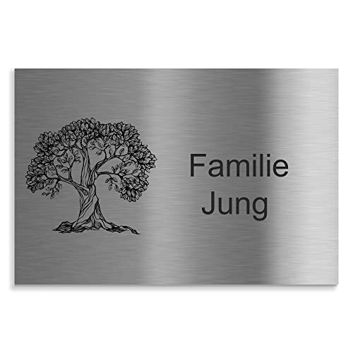 Jung Edelstahl Design Türschilder - Namensschilder V2A - incl. Gravur - Hinweisschilder Edelstahl/anthrazit oder weiß wählbar (Edelstahl, 120x80 mm) von Jung Edelstahl Design