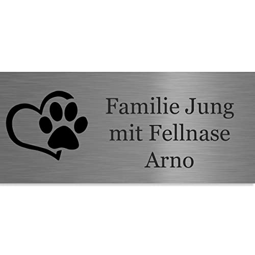 Jung Edelstahl Design Türschilder - Namensschilder V2A Edelstahl - incl. Gravur - Hinweisschilder Oberfläche geschliffen/anthrazit oder weiß wählbar (Edelstahl, 60x30 mm) von Jung Edelstahl Design