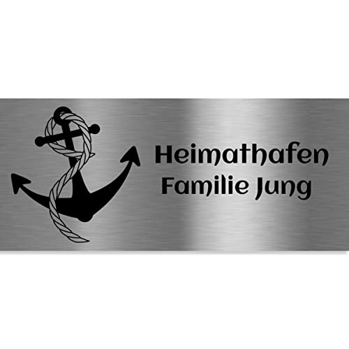 Jung Edelstahl Design Türschilder - Namensschilder V2A Edelstahl - incl. Gravur - Hinweisschilder geschliffen/anthrazit oder weiß wählbar (Edelstahl, 80x35 mm) von Jung Edelstahl Design