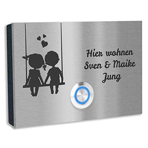 Jung-Edelstahl-Design V2A Edelstahl Türklingel London1 Motiv Schaukel. Klingelschild mit Gravur 12x8 cm. Led Klingeltaster. Klingelplatte Aufputz oder Unterputzmontage. Jung-Edelstahl-Design V2A Edelstahl Türklingel London1 Motiv Schaukel. Klingelschild mit Gravur 12x8 cm. Led Klingeltaster. Klingelplatte Aufputz oder Unterputzmontage. von Jung Edelstahl Design