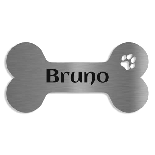 Jung Edelstahl Design personalisiertes Hundeknochen-Schild aus V2a Edelstahl | Hundeschild mit Namen | Unikat für Hundeliebhaber (Edelstahl) von Jung Edelstahl Design