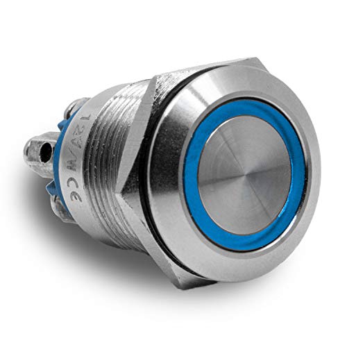 LED Taster mit Schraubkontakten (Blau) Bohrung 19 mm Klingeltaster Klingelplatte Klingel Klingelschild von Jung Edelstahl Design