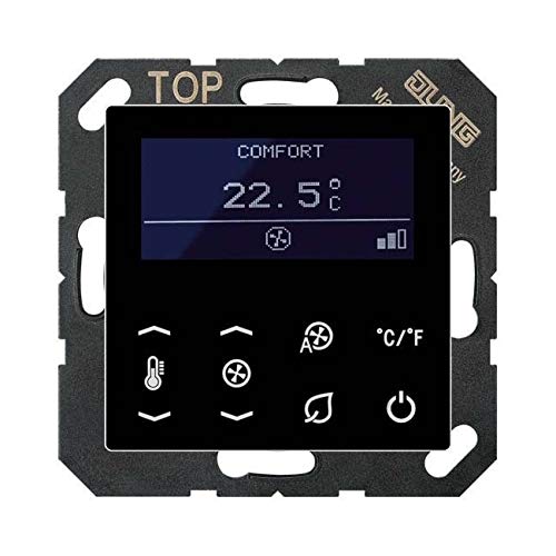 Thermostat für Ventilatorspule, 4 Rohre, Schwarz von JUNG