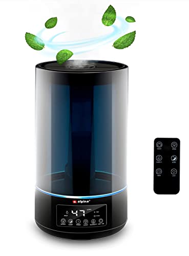 JUNG Alpina Luftbefeuchter 4,3L Wassertank, mit Fernbedienung, Aroma Diffuser Raumbefeuchter für alle Räume, Raumluftbefeuchter, Raumluft Diffusor Humidifier Schwarz von JUNG