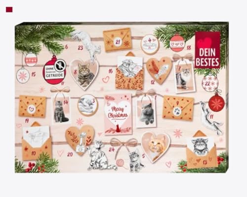 Dein Bestes Adventskalender 2023 Katzen, 24 Leckerli Adventskalender Katze, Advent Kalender, Sticks Futter, Trockenfutter von JUNG