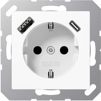 Schuko Steckdose 16 a 250 v , mit USB-Ladegerät 1 x Typ a + 1 x Typ c, integrierter erhöhter Berührungsschutz, - Jung von Jung