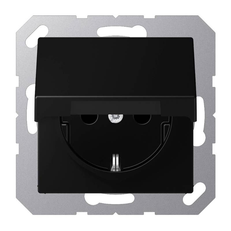 Jung Steckdose mit Klappdeckel Schuko 16 A 250 V A 550 Graphitschwarz Matt von Jung
