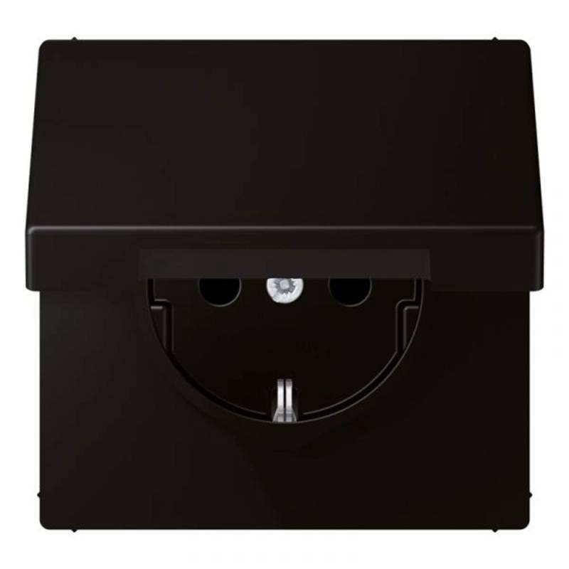 Jung Steckdose mit Klappdeckel Schuko 16 A 250 V Graphitschwarz Matt von Jung