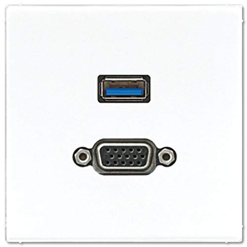 Jung USB 3.0/vga Platte für LS-Serie mit Metallring alpinweiß von JUNG