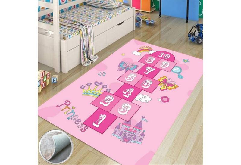 Jungengel Textilien Kinderteppich Läufer Rosa Teppichläufer Waschbar 30°C Spieleteppich Läufer 8mm von Jungengel Textilien