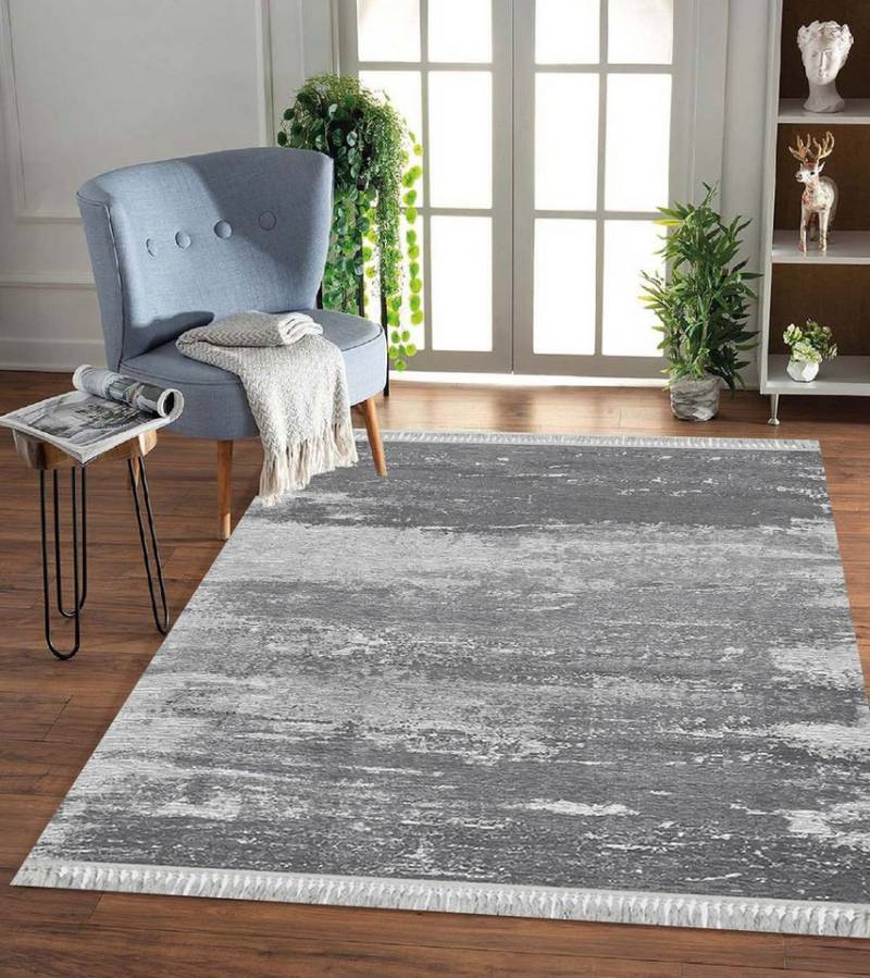 Jungengel Textilien Teppich Jungengel Textilien Teppich Stone Village Waschbar Flach Grau von Jungengel Textilien