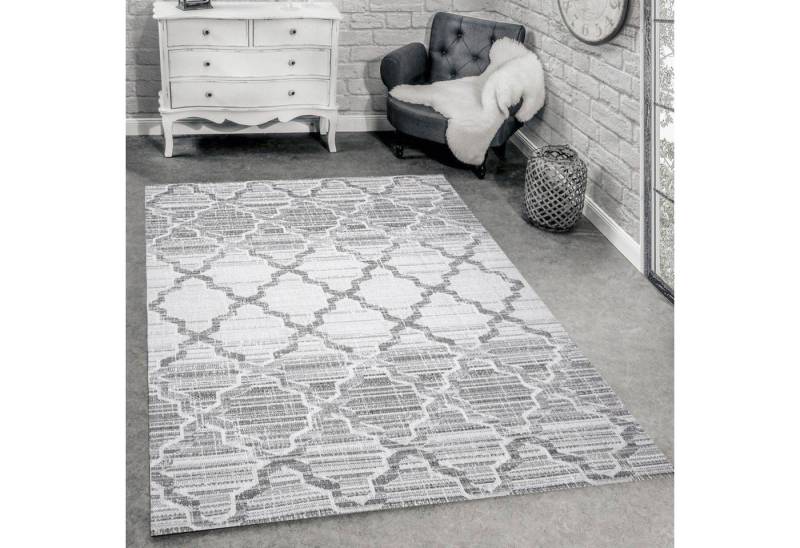 Jungengel Textilien Teppich Karo Silber/Grau 120x160cm Mittelgroß Waschbar 30°C Glatte-Oberfläche von Jungengel Textilien
