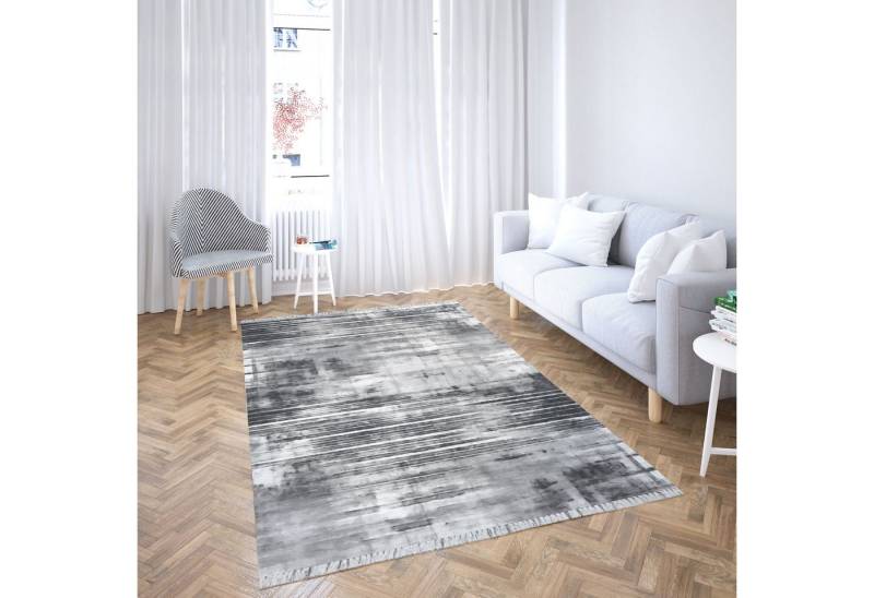 Jungengel Textilien Teppich Zeitlos Glatte Oberfläche 120x180cm Anthrazit 6mm Läufer Waschbar 30°C von Jungengel Textilien