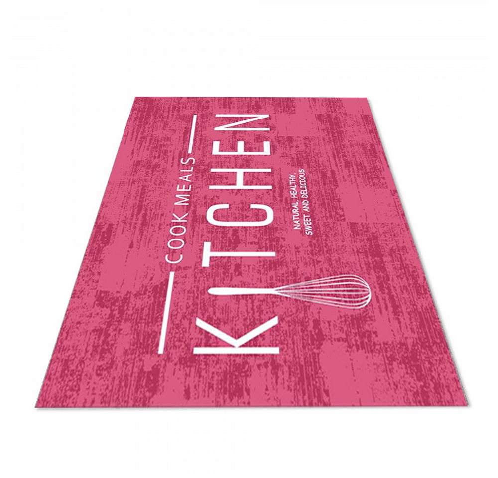 Teppich Jungengel Textilien Teppich Küche Cook Meals Kitchen Rosa Pink, Jungengel Textilien, Höhe: 6 mm, Waschmaschinengeeignet, Fußbodenheizungsgeeignet von Jungengel Textilien