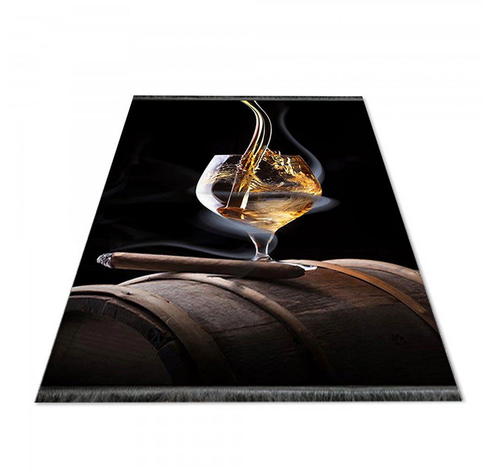 Teppich Jungengel Textilien Waschbarer Teppich Cigar & Wine Schwarz Elegant, Jungengel Textilien, Höhe: 6 mm, Waschmaschinengeeignet, Fußbodenheizungsgeeignet von Jungengel Textilien