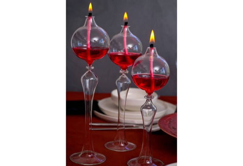 Jungengel Duftlampe 3er Set Glas Öllampen Kugel Design 24–30 cm mit Docht & Lampenöl (Dekorations-Set, 3 St., 3-teiliges Set aus Glas-Kandillen mit Öl & Docht), Handgefertigte Glas-Öllampen mit Docht & Öl, dekorativ & robust von Jungengel