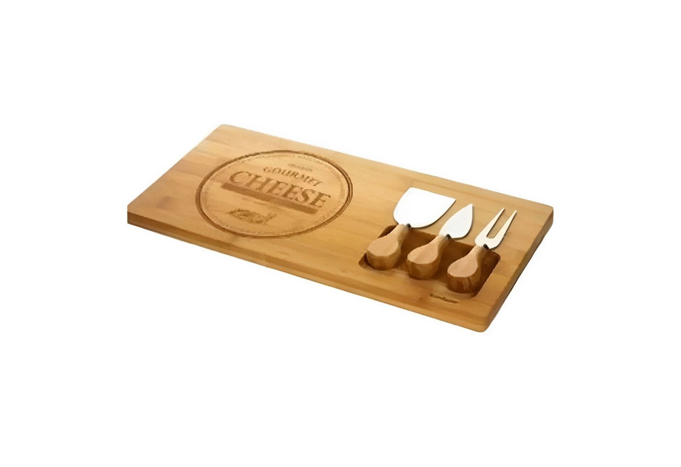 Jungengel Käsebrett Bambus Käsemesser-Set Bambo 4-Teilig Schneidebrett Edle Servierplatte, Holz, (4-St), Käseplatte, Tapas Brett, Robust & langlebig, Ergonomisch & funktional von Jungengel