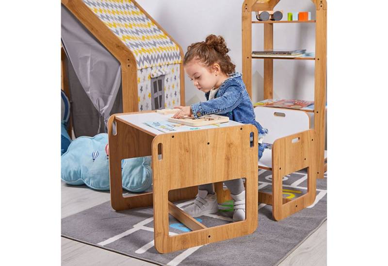 Jungengel Kindersitzgruppe Schreibtisch Spieltisch Kinderstuhl Holz Kindertisch Lernstuhl, (Set, 2-tlg), 2-4 Jahre, 40kg Traglast, Ergonomisches Kinder-Schreibtischset von Jungengel