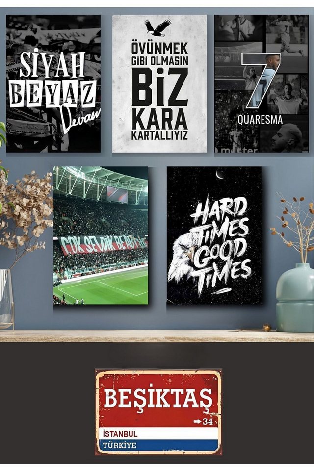 Jungengel Wandbild Besiktas Kartal Wandbehänge Set 6-Teilig BJK 1903 Carsi Wandposter, (6 St), Einfache Montage, Must have für jeden Besiktas Fan von Jungengel