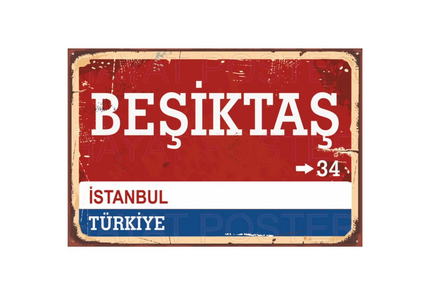 Jungengel Wandbild Besiktas Wandposter 20x30cm Istanbul Retro Straßenschild BJK, (Einzelbild, 1 St), Retro Vintage Holzposter 20x30 cm mit selbstklebender Rückseite von Jungengel
