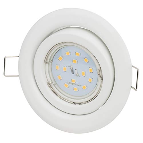 Einbaustrahler Weiss Set 5Watt LED 450Lumen Warmweiss Leuchte Strahler Spot Einbauspot GU10 230Volt Ø100mm von JungesLicht