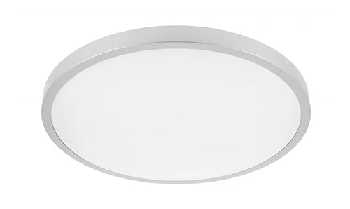 JungesLicht Deckenlampe 32Watt 2560Lumen, flach nur 6,5cm, 40cm Durchmesser, Lebensdauer 40.000h, Deckenleuchte IP54, für Innen & Außen, 3000K warmweiß, 230Volt Deckenlicht Modern, Badlampe (Silber) JungesLicht Deckenlampe 32Watt 2560Lumen, flach nur 6,5cm, 40cm Durchmesser, Lebensdauer 40.000h, Deckenleuchte IP54, für Innen & Außen, 3000K warmweiß, 230Volt Deckenlicht Modern, Badlampe (Silber) von JungesLicht
