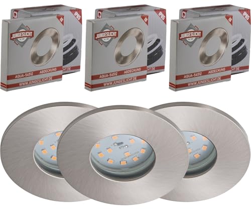 JungesLicht - IP65 Einbaustrahler 5W 230V LED Modul, Tiefe 33mm, Bohrloch 68mm - passend für 68-76mm Löcher, Außendurchmesser 83mm, Leuchtmittel einfach austauschbar, rostfrei (6500K tageslichtweiss) von JungesLicht