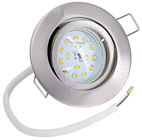 JungesLicht Ultra Flacher LED Einbaustrahler LEO 5Watt 230Volt Deckenleuchte Schwenkbar Strahler Spotleuchte Rostfrei Lochausschnitt 68mm - Außendurchmesser 82mm - 30mm Einbautiefe (2700K Warmweiß) von JungesLicht