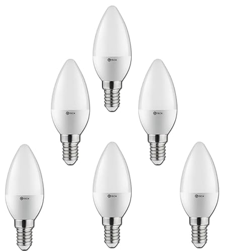 LED E14 Kerzenlampe C37 (C35), 5W, 400 Lumen, ersetzt 35Watt, 3000K Warmweiß, nicht dimmbar, Energiesparlampen, sofort hell, Kerzenlicht, Kronleuchter, 6er Pack von JungesLicht