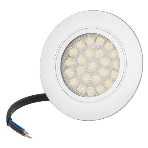 JungesLicht LED Einbauleuchte TREVI 4Watt 230Volt IP44 Möbelleuchte Möbeleinbauleuchte Ultra Flach 20mm Rostfrei Kunststoff Einbaustrahler 300Lumen (Warmweiß 3000K) von JungesLicht