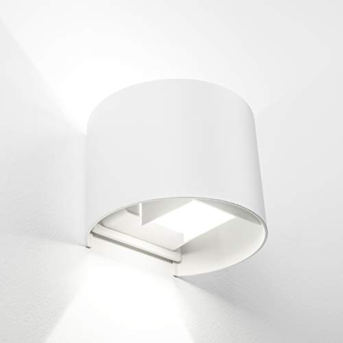 Moderne LED Wandleuchte Innen und Außen IP54 7Watt 4000Kelvin Leuchtwinkel Individuell Einstellbar Design Wandbeleuchtung Up-Down Strahler Wandlampe (Weiß, Rund) von JungesLicht