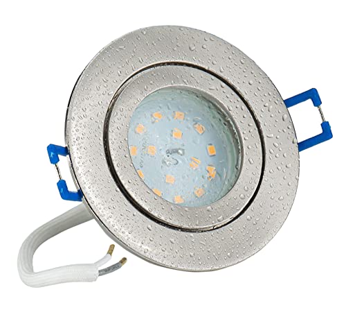 JungesLicht Ultra Flacher Bad Einbaustrahler Aqua 2.0 IP44 Nur 3cm Einbautiefe 5Watt LED Leuchtmittel Modul 230Volt LED Austauschbar Dusche Badezimmer Einbauleuchte (Neutralweiss 4000K) von JungesLicht