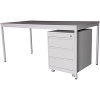 Einrichtungs-Set, Schreibtisch LxB 1.200 x 800 mm inkl. Rollcontainer, lichtgrau von Jungheinrich PROFISHOP