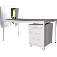 Einrichtungs-Set, Schreibtisch LxB 1.200 x 800 mm inkl. Rollcontainer + Beistellschrank HxB 900 x 800 mm, lichtgrau von Jungheinrich PROFISHOP
