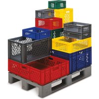 Eurobox, Wände + Boden durchbrochen, 19 Liter, rot, Griffe von LA-KA-PE
