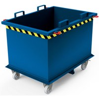 Klappbodenbehälter, mit automatischer Auslösung, mit Rollen, Volumen 1 m³, enzianblau Klappbodenbehälter, mit automatischer Auslösung, mit Rollen, Volumen 1 m³, enzianblau von Jungheinrich PROFISHOP