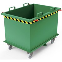Klappbodenbehälter, mit automatischer Auslösung, mit Rollen, Volumen 1 m³, resedagrün Klappbodenbehälter, mit automatischer Auslösung, mit Rollen, Volumen 1 m³, resedagrün von Jungheinrich PROFISHOP
