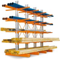 Komplettpaket Kragarmregal, leichte Ausführung, doppelseitig, Tragkraft pro Arm 300 kg, HxBxT 2.432 x 4.000 x 1.180 mm, 5 Ständer von Jungheinrich PROFISHOP
