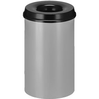 Sicherheitspapierkorb, selbstlöschend, Stahl, 20 Liter, aluminiumgrau, schwarz von Jungheinrich PROFISHOP