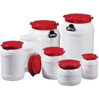 Weithalsfass 3,6l PE weiß m.rotem Deckel o.Tragegriffe Einfüllöffnung-D.137mm Weithalsfass 3,6l PE weiß m.rotem Deckel o.Tragegriffe Einfüllöffnung-D.137mm von Jungheinrich PROFISHOP