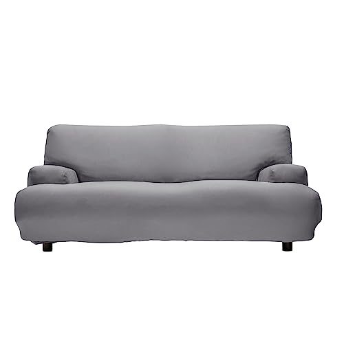 Jungle Home | Universal-Sofabezug für 3-Sitzer (190-230 cm) | Elastischer Schonbezug für alle Arten von Sofas mit Armlehnen | Hochwertiger waschbarer und Rutschfester Stoff | Silber von Jungle Home