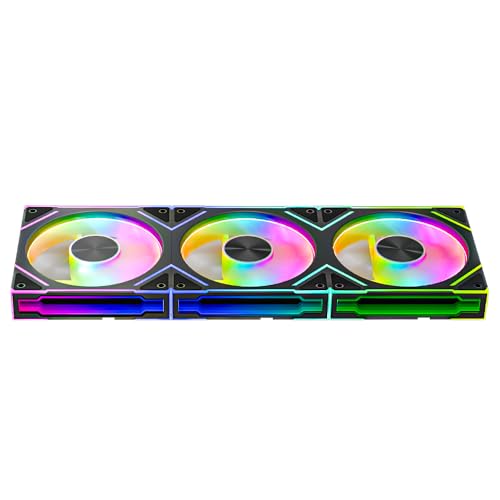 Jungle Leopard AstroV2 A-RGB PC Lüfter 120MM Reverse Blade Dreifach-Pack,Infinity Spiegel ARGB Lichteffekt,800~1850RPM PWM,58.36CFM (Black Reverse Flow) von Jungle Leopard